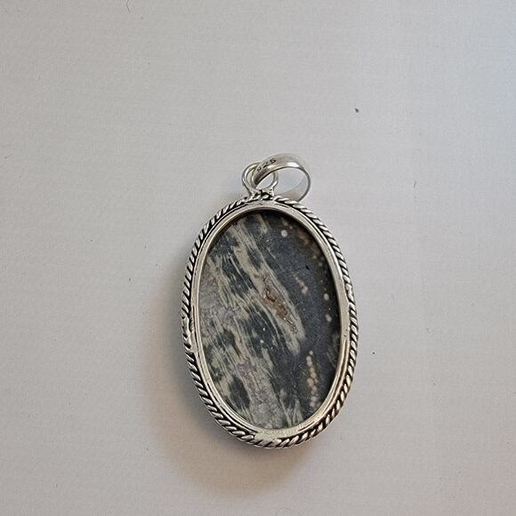 Necklace Pendant Kambaba Jasper Oval Handmade Jewelry in Sterling Silver Setting - Picture 6 of 10